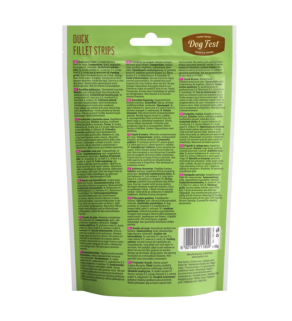  Dog Fest Duck Fillet Strips For Mini-Dogs - 55 g (1.94oz)
