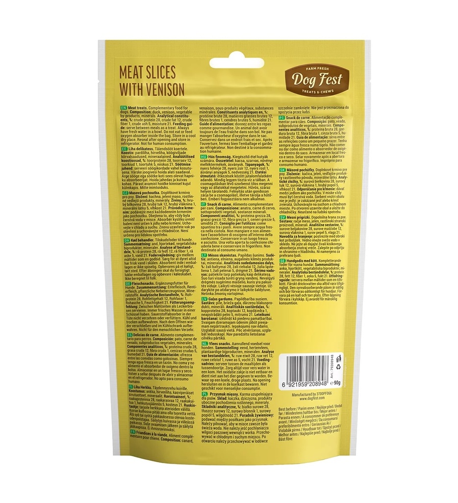  Dog Fest Slices With Venison For Adult Dogs - 90 g