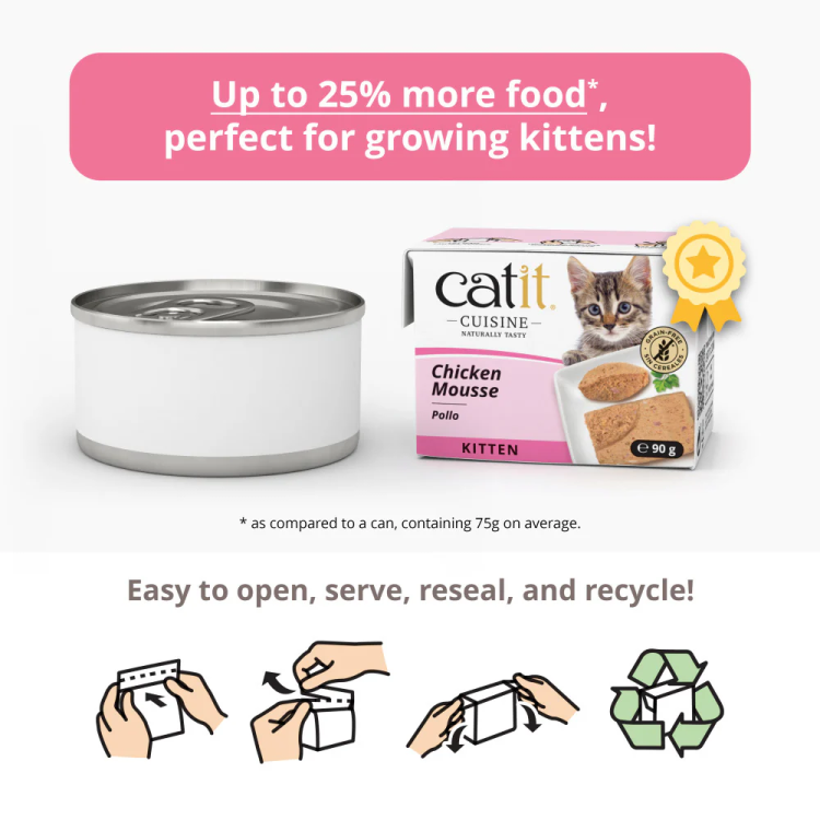Catit Cuisine Chicken Mousse Kitten Food, 90g Tetra, 12pcs/box
