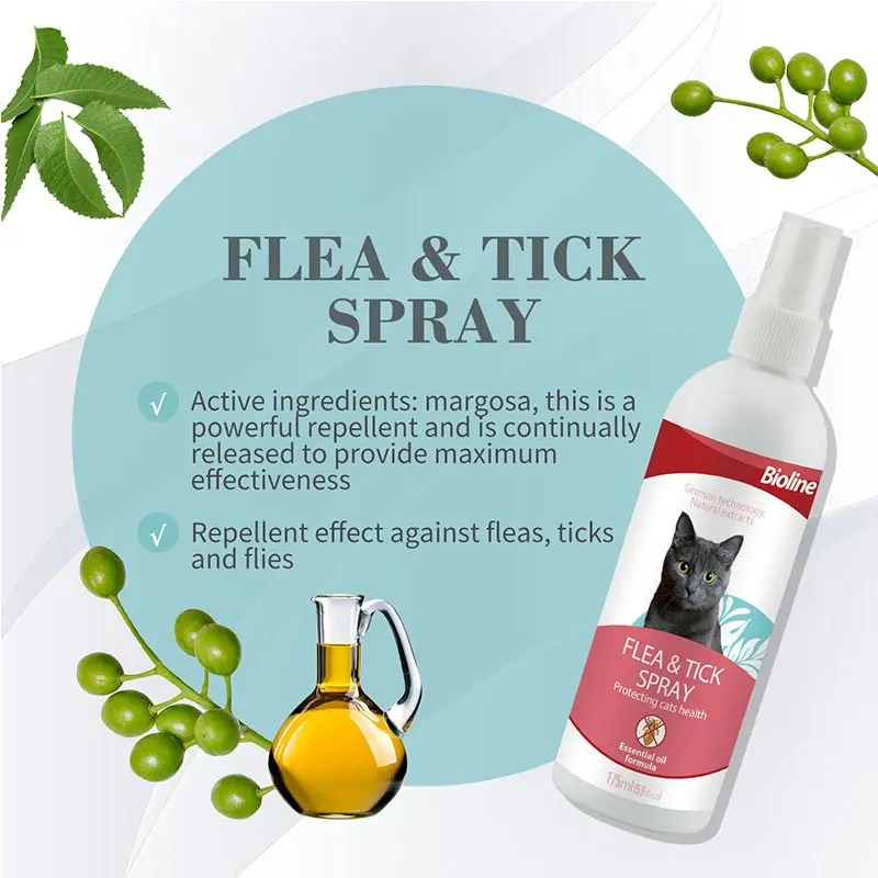 Bioline Flea and Tick Spray for Cat 175 ml 