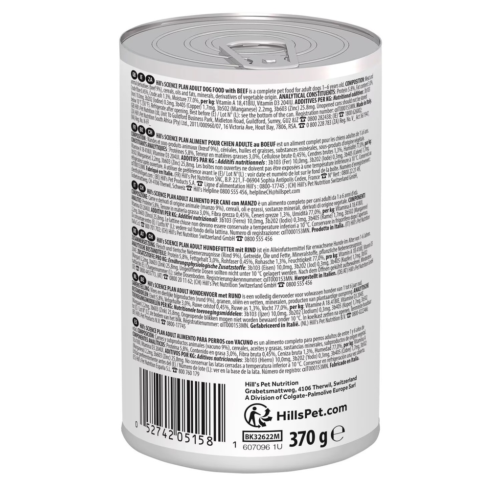 Hill's Science Plan Adult Dog Food with Beef Wet - 370 g