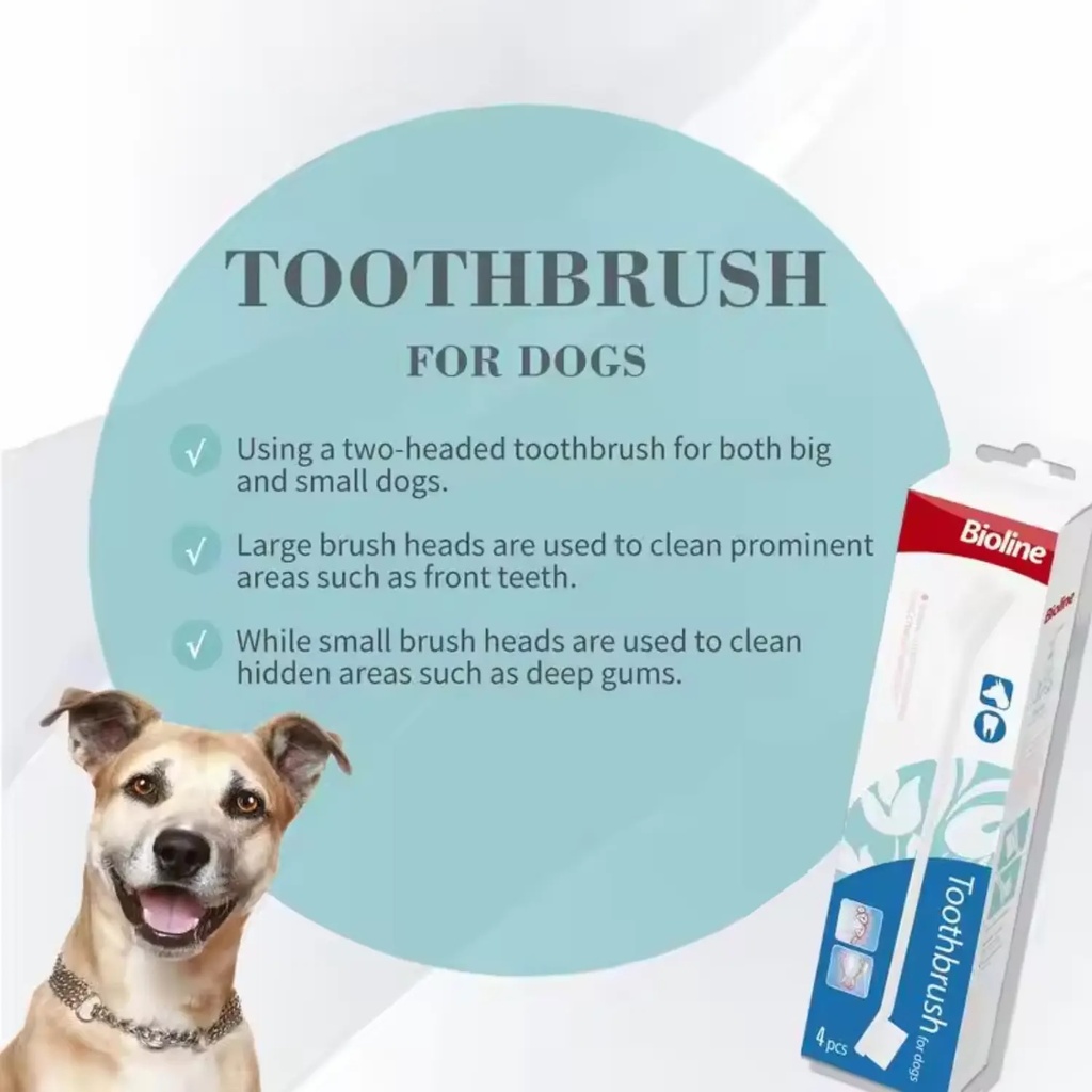  Bioline Toothbrush for Dogs Set 4pcs