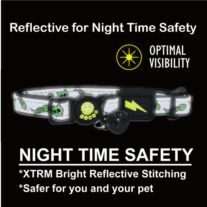 DOCO® Reflective Cat Collar - Printed Pattern, 1.0 X 19-31cm (XS) 