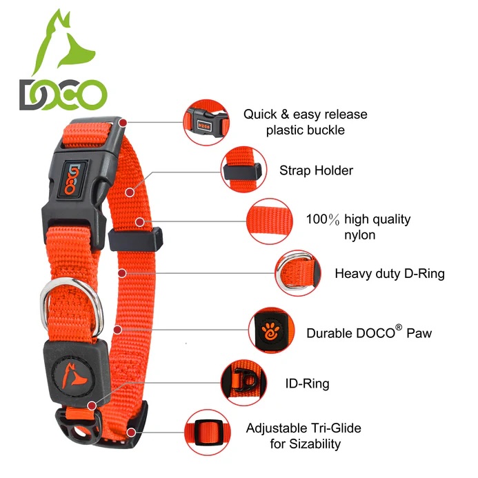 DOCO® Signature Nylon Collar-1.5 x 27-37cm (S)