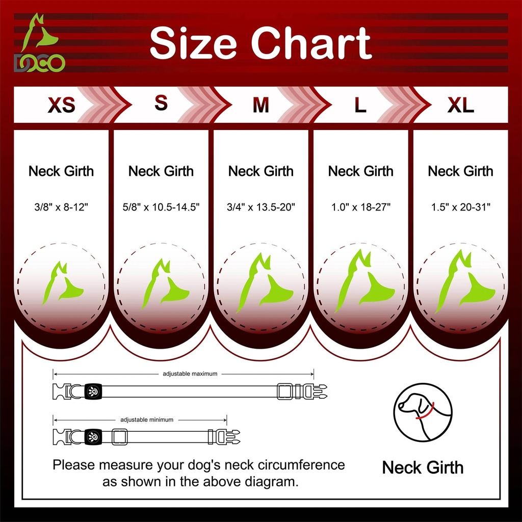 DOCO® Signature Nylon Collar-1.5 x 27-37cm (S)