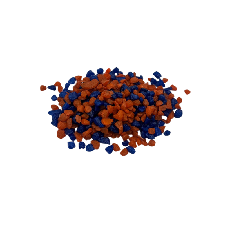 Polished Color Stone Orange & Blue Mix chips 1 kg (.5-1 cm)