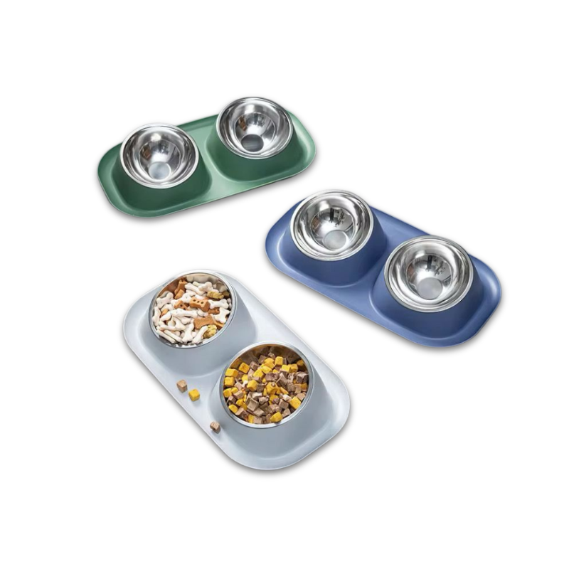 Saas Dual Pets Bowls With Steel 40 x 23 x 8 cm