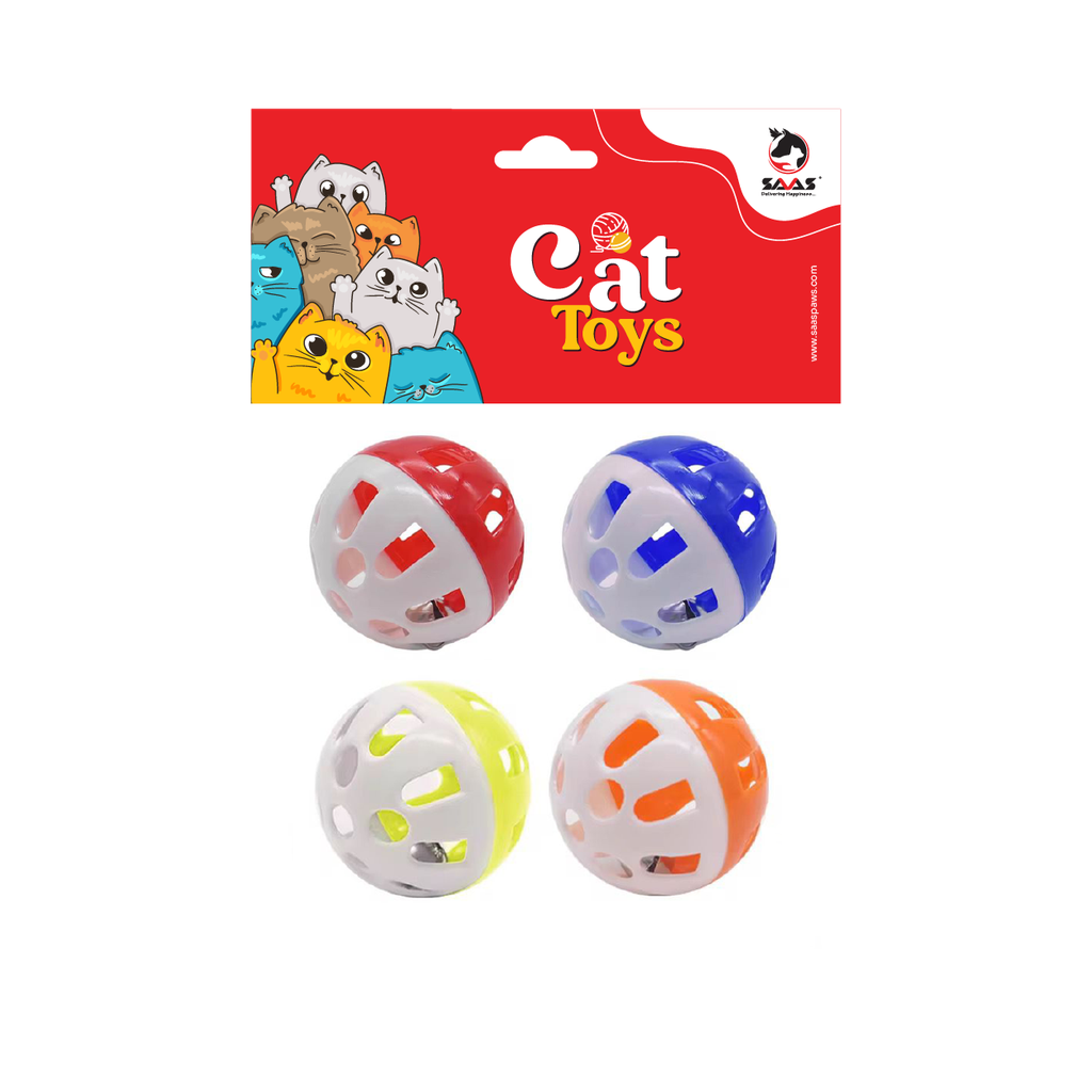 Saas 4 pcs Ball Bell Cat Toy