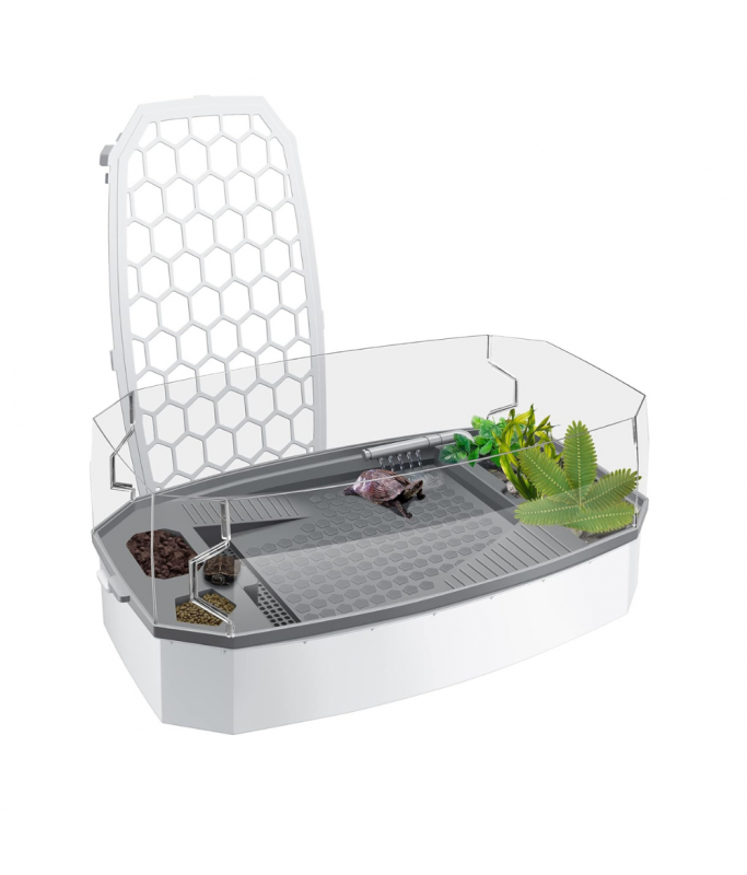 Nomoypet Detachable Escape Proof Turtle Tank Without Pump NX-35 Medium - 49 x 25 x 21cm [Color-White]