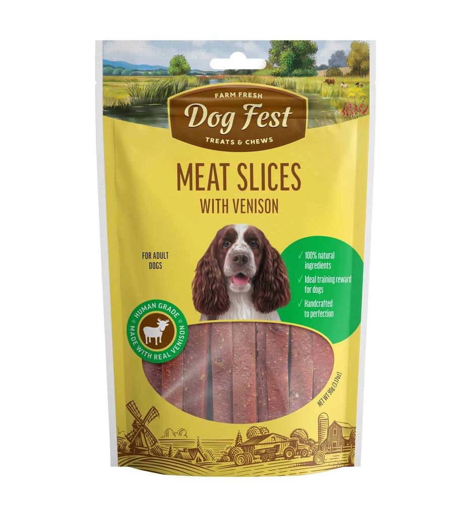  Dog Fest Slices With Venison For Adult Dogs - 90 g