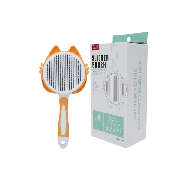 Pet Slicker Self cleaning Brush (Orange)