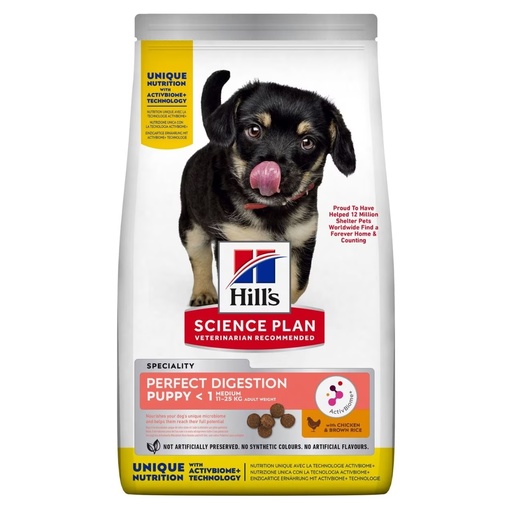 [052742053257] Hill's Science Plan Perfect Digestion Medium Puppy Dry Food With Chicken And Brown Rice - 2.5 kg