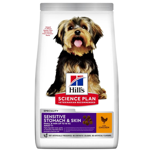 [052742008240] Hill's Science Plan Sensitive Stomach & Skin Small & Mini Adult Dog Food with Chicken Dry - 1.5 kg