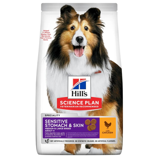 [052742025131] Hill's Science Plan Sensitive Stomach & Skin Medium Adult Dog Food with Chicken Dry - 2.5 kg