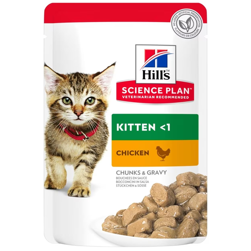[052742211206] Hill's Science Plan Tender Chunks & Gravy Kitten Chicken Pouches Wet - 85 g