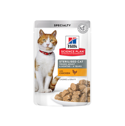 [052742194103] Hill's Science Plan Sterilised  Adult Cat Wet Food with Chicken Pouches - 85 g