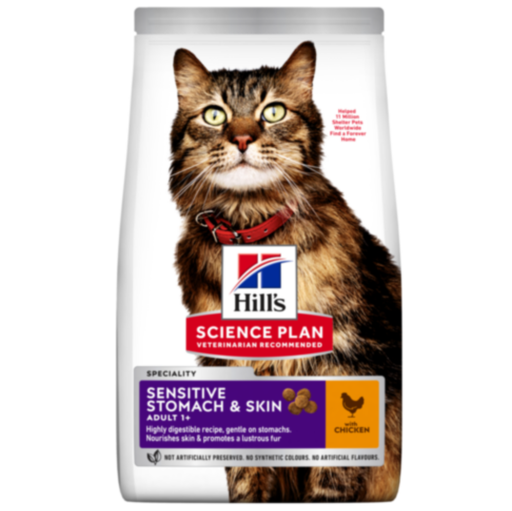 [052742017242] Hill's Science Plan Sensitive Stomach & Skin Adult Cat Food with Chicken Dry - 1.5 kg