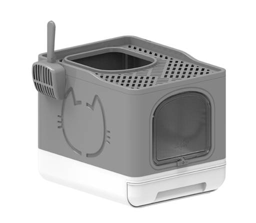[847922024970] Go Fresh - Foldable Cat Litter Box - Grey