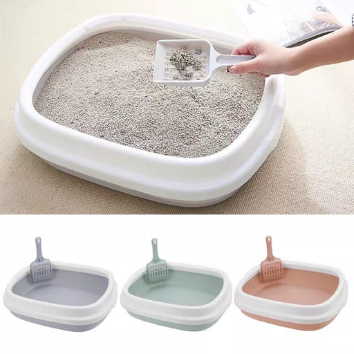 [1000000005479] Saas Cat Litter Box +Border+Scoop (48*40*14Cm)