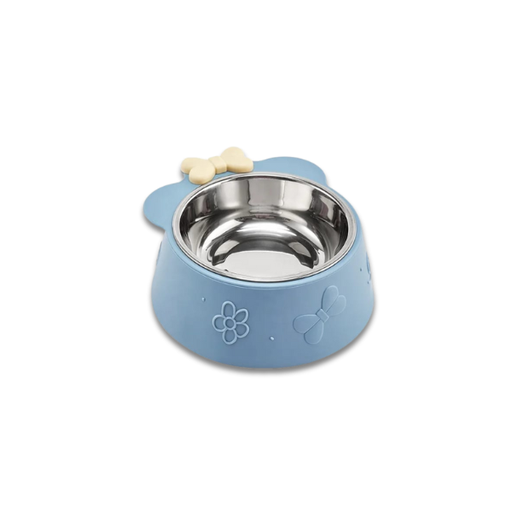 [6297222034188] Pet Single With Steel Bowls (Blue)
