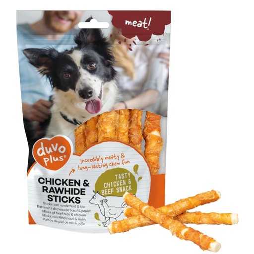 [5414365359928] Duvo+ Meat Chicken & Rawhide Sticks Small 12, 5 cm -100 g