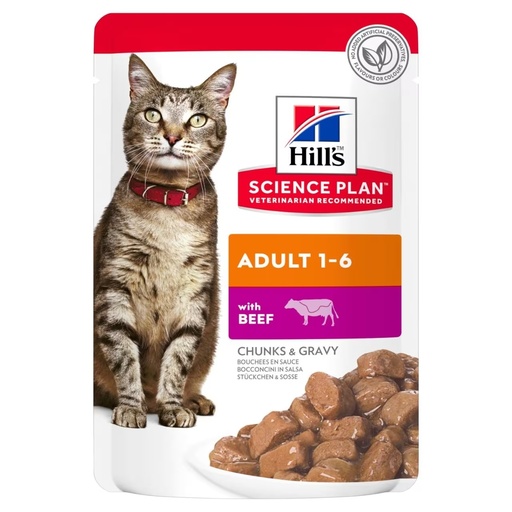 [052742210605] Hill's Science Plan Adult Wet Cat Food Beef Pouches
