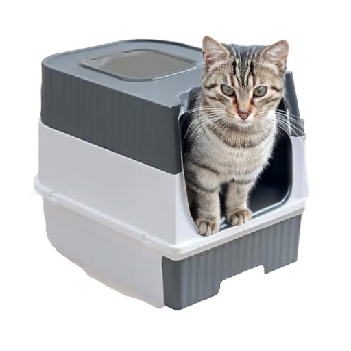 [6297222042510] Saas Closed Litter Box Gray 50*31*38